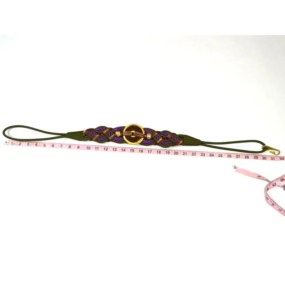 Braided Belt Art Deco SZ Small Medium Green Purple